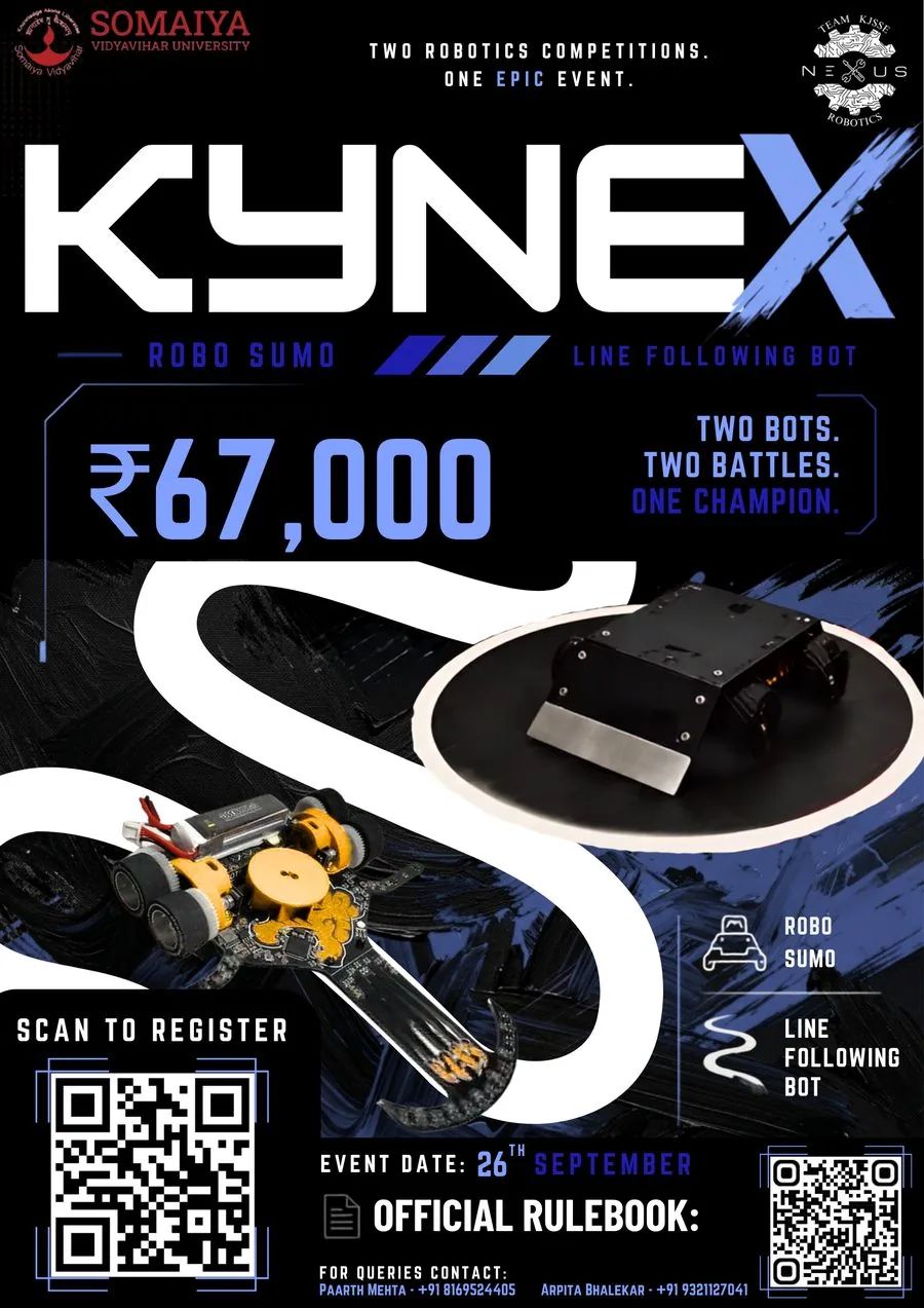 KYNEX '26 official poster — Robo Sumo and Line Following Bot, 26 September 2026